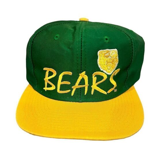 Vintage 80's Baylor Bears Snapback Hat Green & Yellow Unisex Adult - Picture 1 of 3